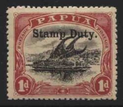 PAPUA STAMP DUTY overprint on SG 76: