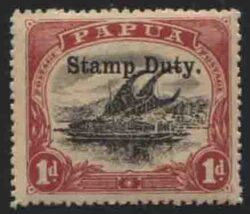 PAPUA STAMP DUTY overprint on SG 76:
