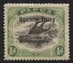 PAPUA STAMP DUTY overprint on SG 66: